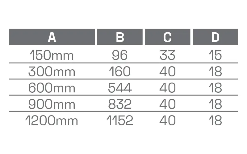 VAP-3003 — dimension chart