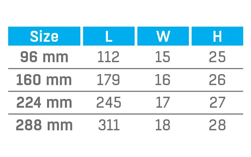 VCH-6524 — dimension chart