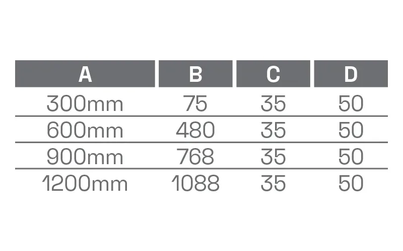 VAP-3002 — dimension chart