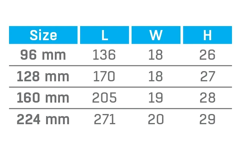 VCH-6521 — dimension chart