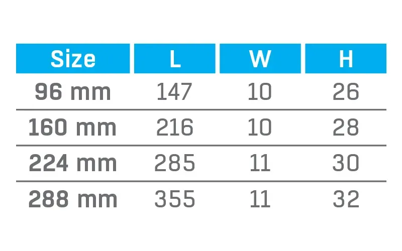 VCH-6510 — dimension chart