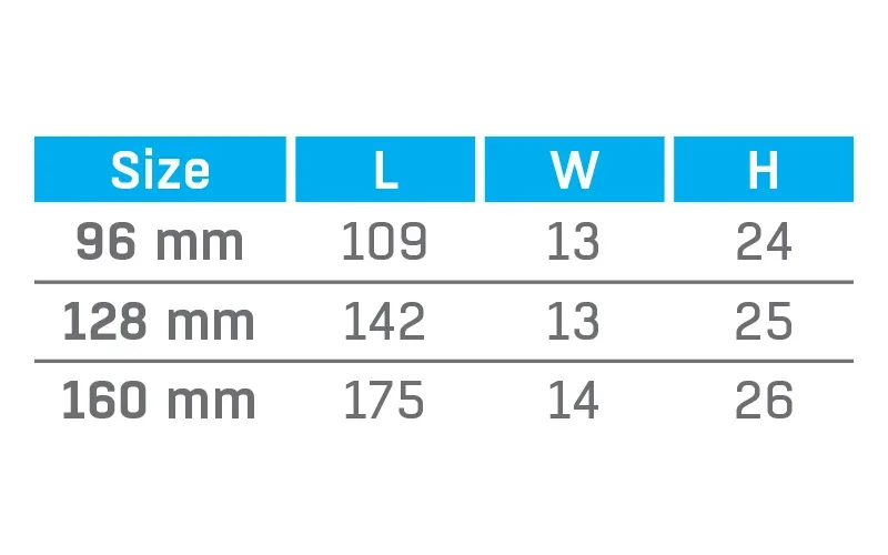 VWH-7501 — dimension chart