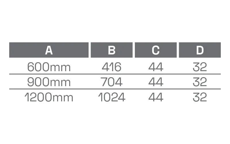 VAP-3001 — dimension chart