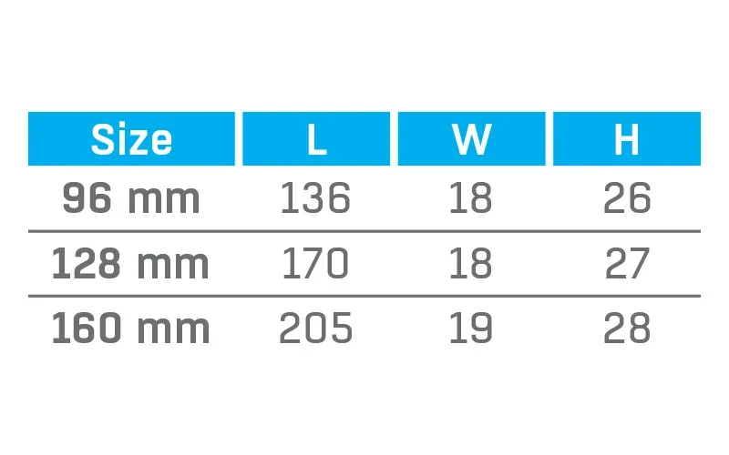 VWH-7502 — dimension chart