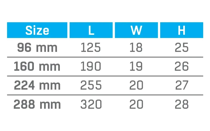 VCH-6523 — dimension chart