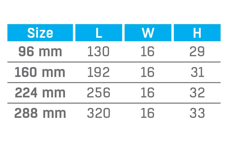 VCH-6525 — dimension chart